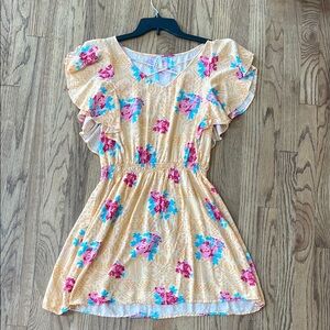 Roper Yellow Pink Ruffled Smocked Sundress
